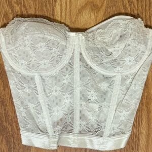 Vintage 90s Ivory Lace Corset Top by Gelmart